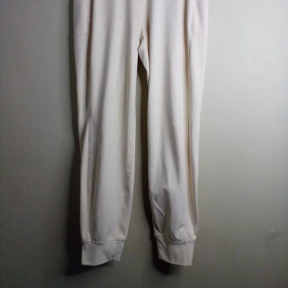 Fabletics Pants Joggers Women M Elastic Comfort Waist Active Side Pockets Cream